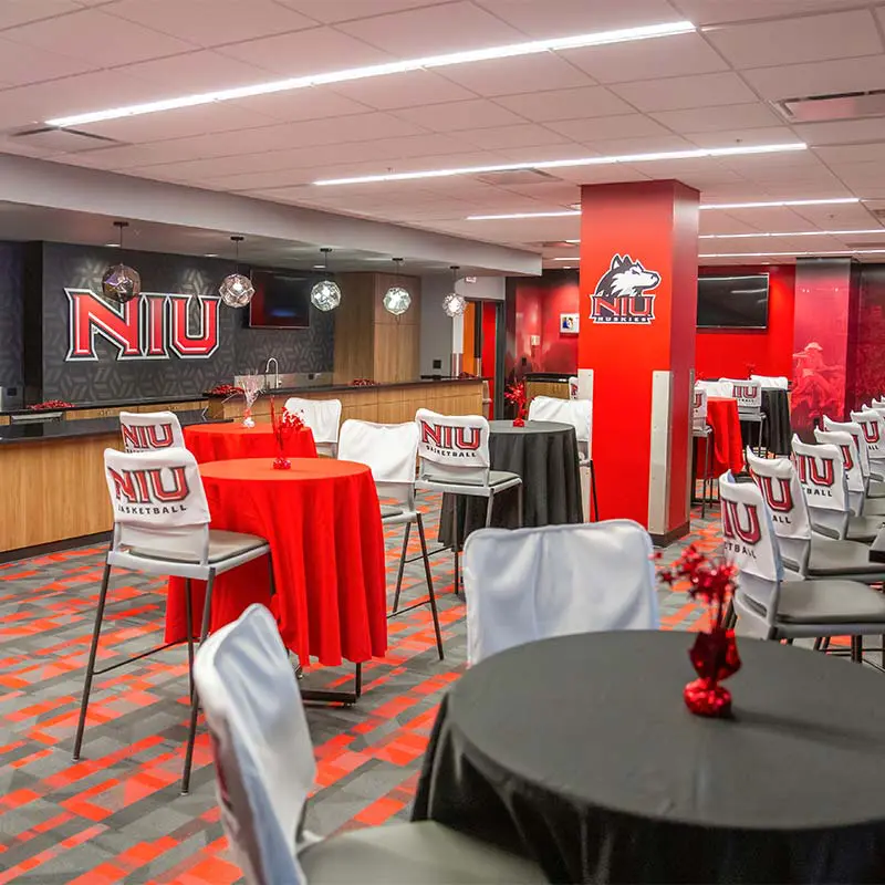 empty tables and chairs